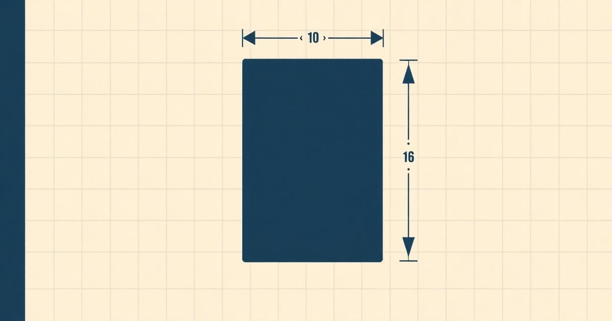 Ebook cover rectangle with width and height dimension guides on a grid