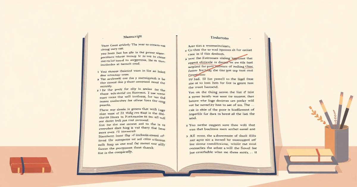 Open manuscript page marked up with common self-publishing formatting errors
